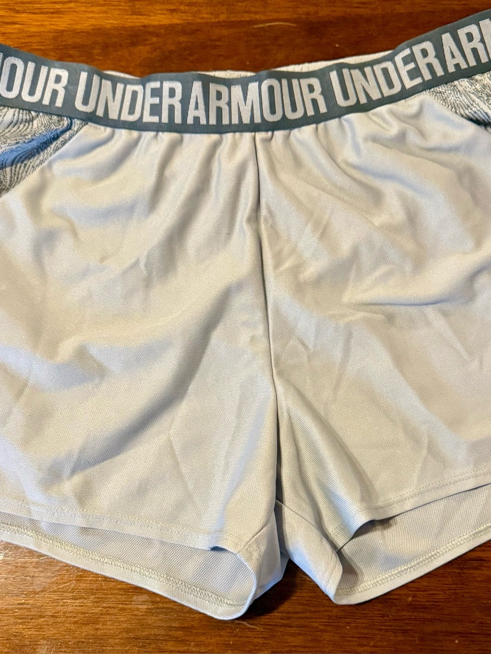 Under Armour Light Gray Women's Athletic Shorts with Branded Waistband